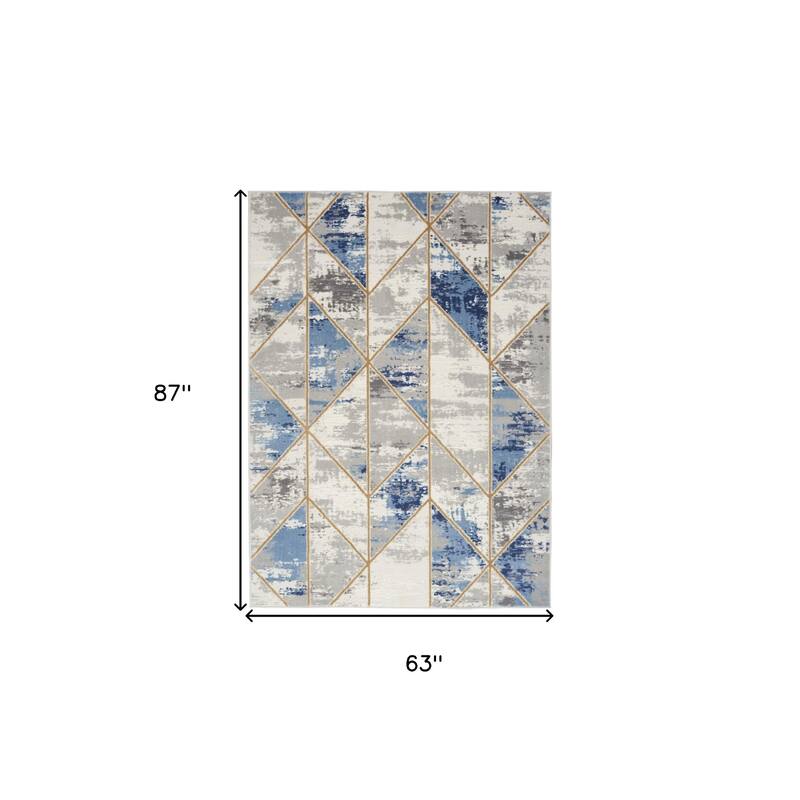 Power Loomed Abstract Modern Non Skid Low Pile Area Rug - 87' X '63' X '0.25