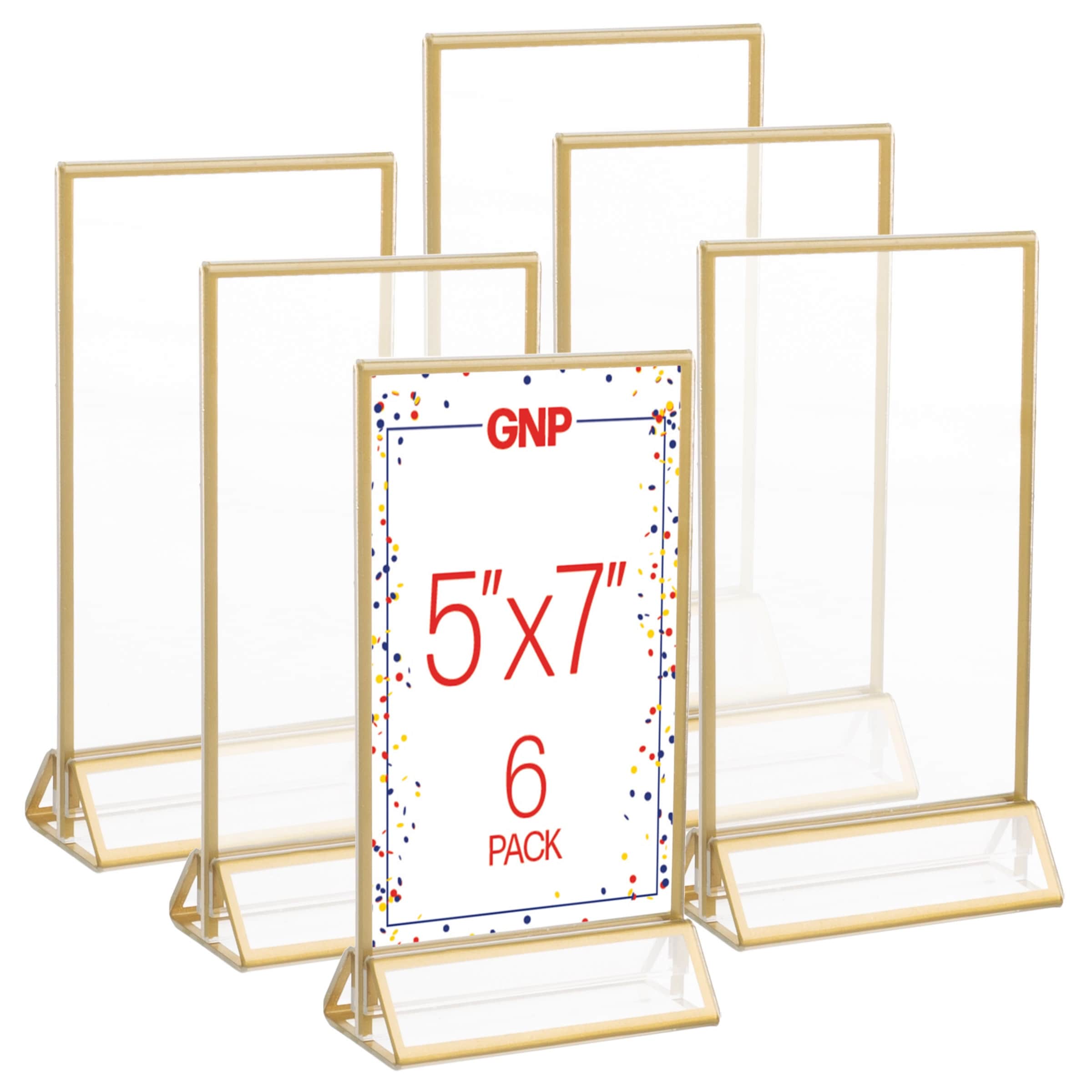 5x7 Picture Frames 6-Pack Floating Frame Set by Great Northern Party (Gold)