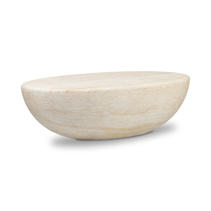 Poly & Bark Trevi Concrete Oval Coffee Table with Marble Finish