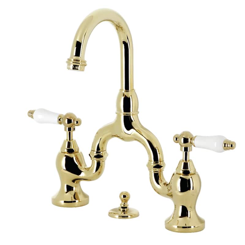 Kingston Brass KS799.PL English Country 1.2 GPM Bridge Bathroom Faucet - Polished Brass