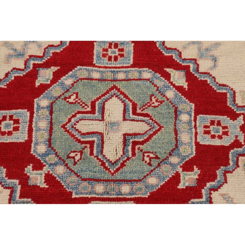 Kazak Area Rug Hand-Knotted Wool Carpet - 4'3" x 6'0"