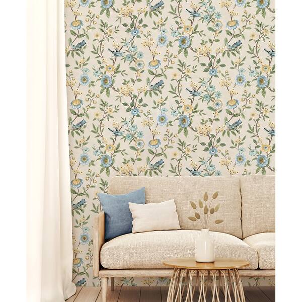 light yellow floral wallpaper