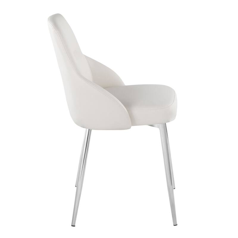 York Upholstered Contemporary Chair in Chrome Metal - Set of 2