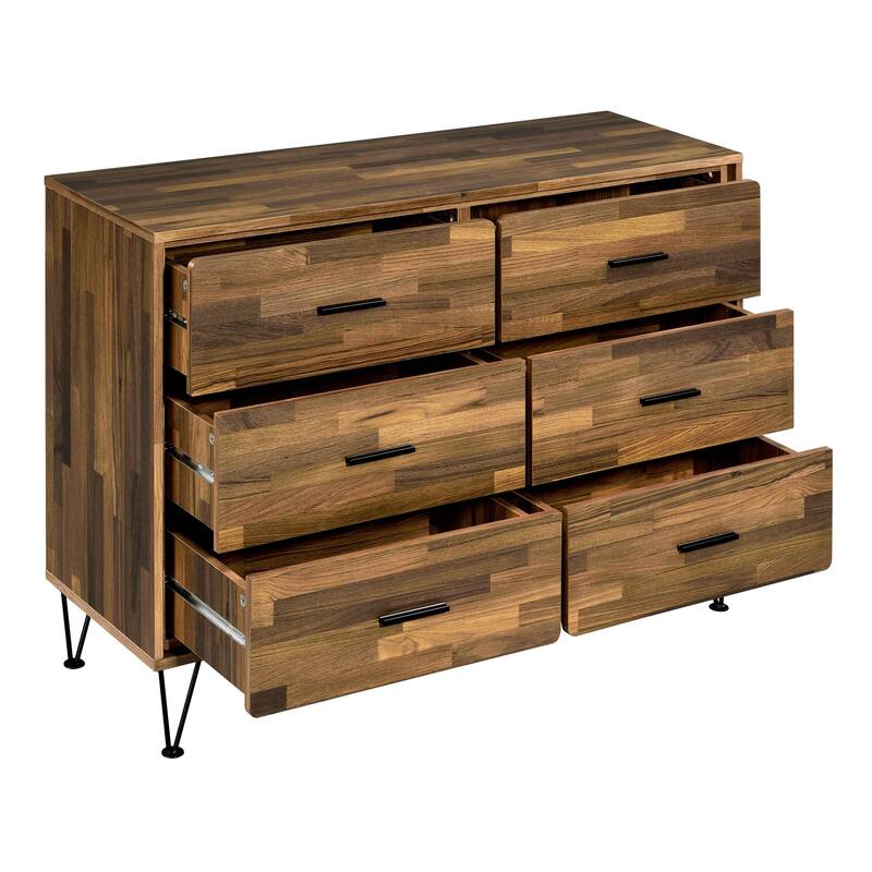 Wade Walnut 6-drawer Double Dresser