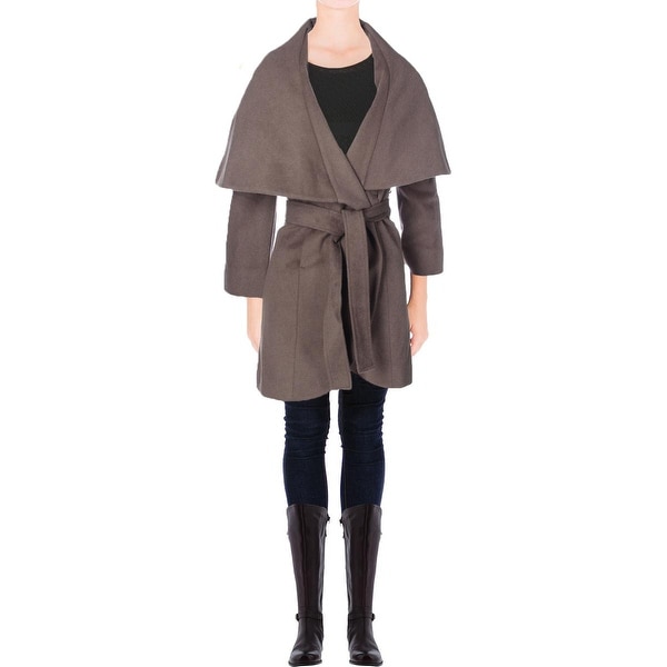 T Tahari Womens Marla Coat Wool Blend Oversized