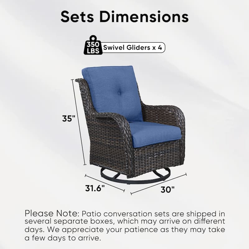 Pocassy 4 Pieces Outdoor 4 Inch Swivel Glider Chairs