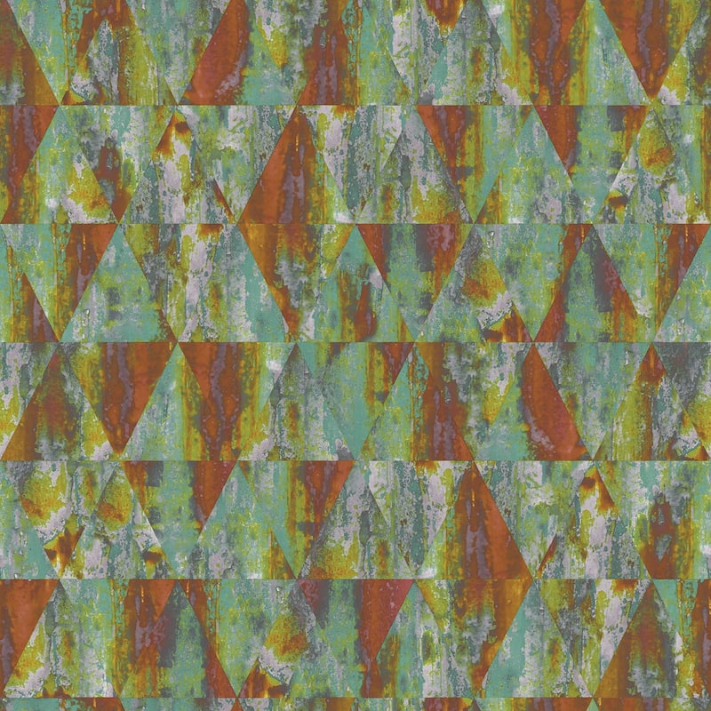 Galerie Wallcoverings Grunge Rusty Triangles Non-woven Matte Wallpaper Roll - 33 feet long x 21 inches wide - Green