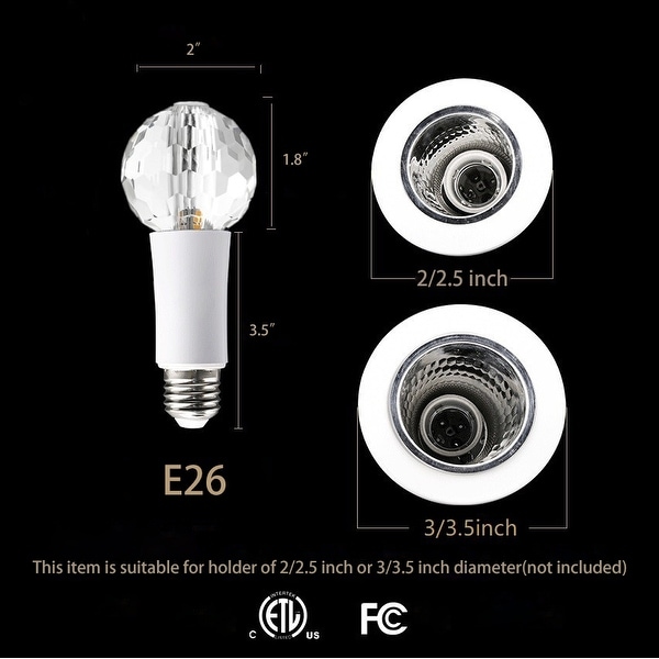 Jasny 40 Watt Equivalent E26 Medium Base and mini Crystal Globe