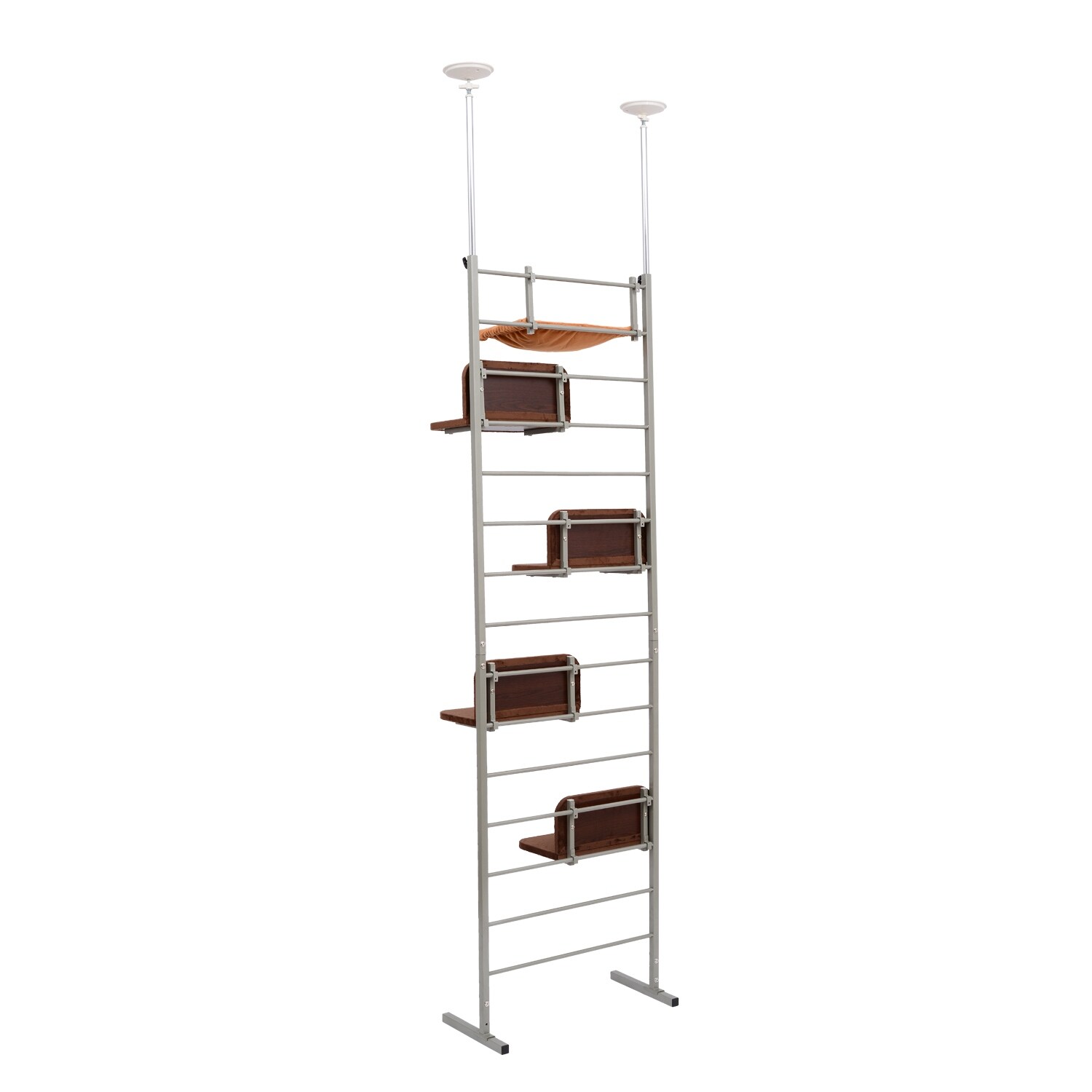Shop Pawhut Floor To Ceiling Adjustable Staggered Climbing Cat Tree Tower Gray And Brown On Sale Overstock 18013106