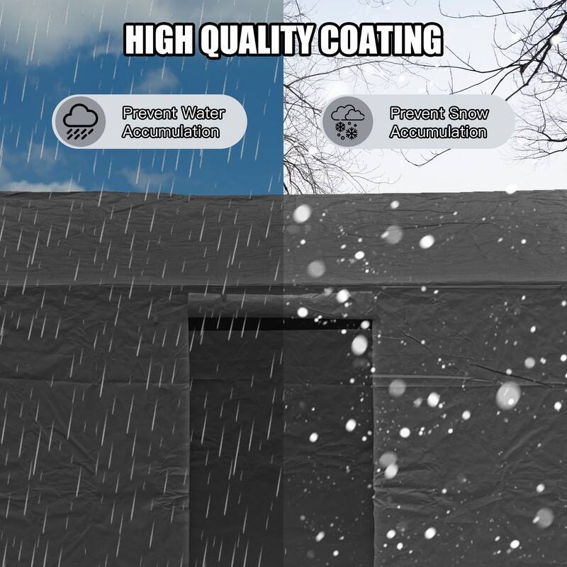 Domi 8' x 8' Universal Winter Gazebo Cover, All Season Waterproof Enclosed Cover with Sidewalls & Ventilated Mesh Windows, White - Dark Grey - 12'x14' Gable Roof
