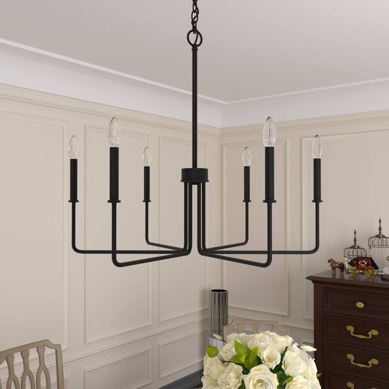 Acroma Modern Transitional 6-Light Candle Chandelier Linear Kitchen lsland
