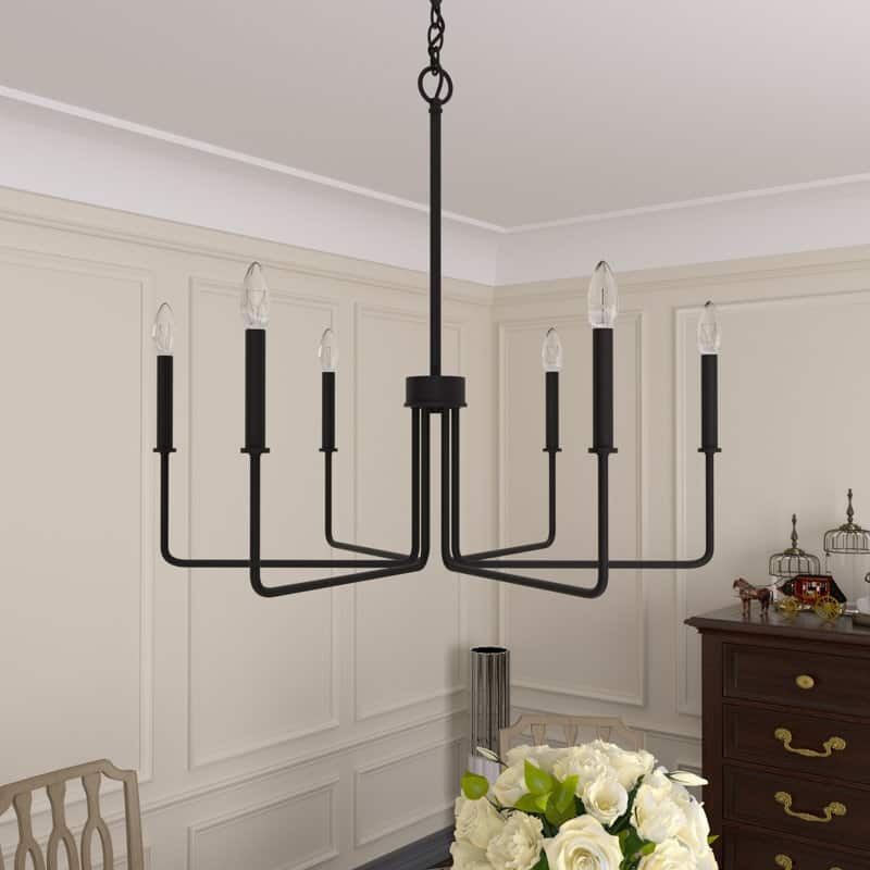 Acroma Modern Transitional 6-Light Candle Chandelier Linear Kitchen lsland