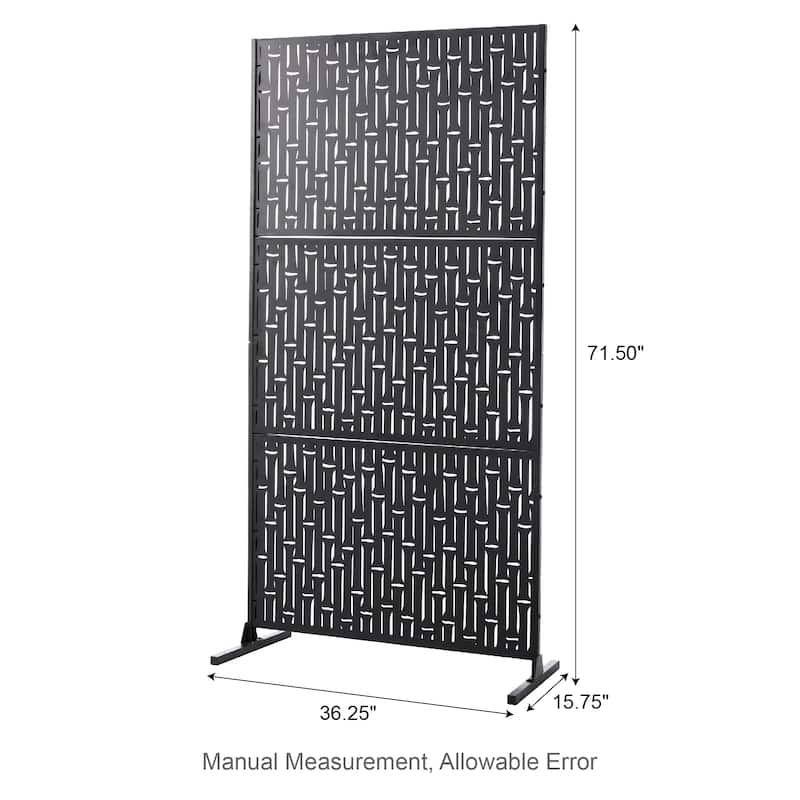 Glitzhome 6ft Galvanized Floral Patterned 3-Panel Privacy Screen Room Divider Fences
