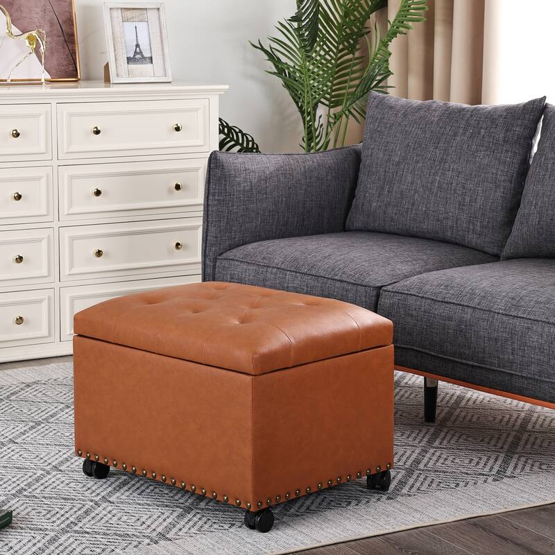 Adeco High End, Classy, Tufted Storage Bench, Ottoman Footstool