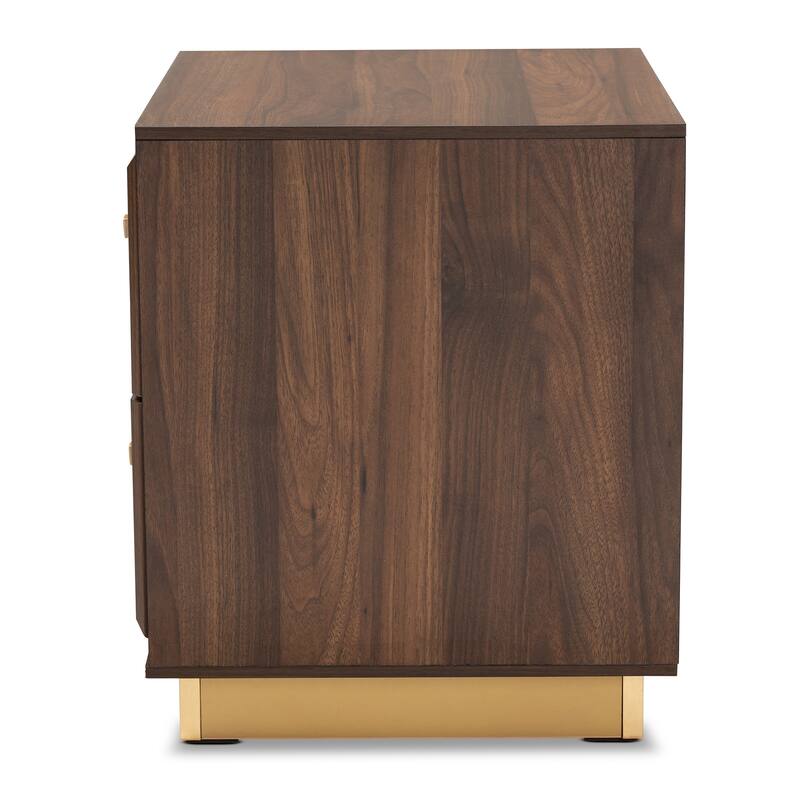 Cormac Transitional Wood/ Metal 2-Drawer Nightstand-Walnut/ Dark Brown