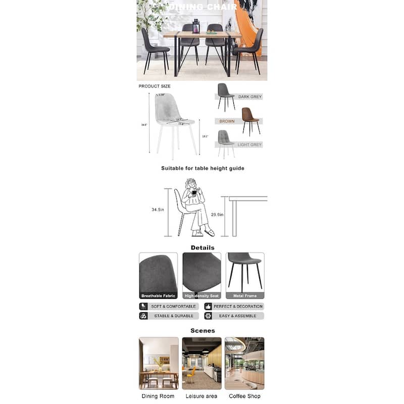 Dining Room Chairs Set of 6 with Rounded Back, Kitchen Upholstered Side Chair, Visitor Chair, Decorative Chair