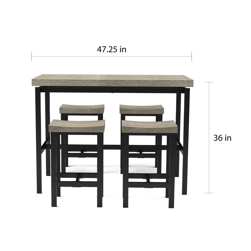 Feri Transitional Black Metal 5-Piece Counter Height Dining Set by Furniture of America