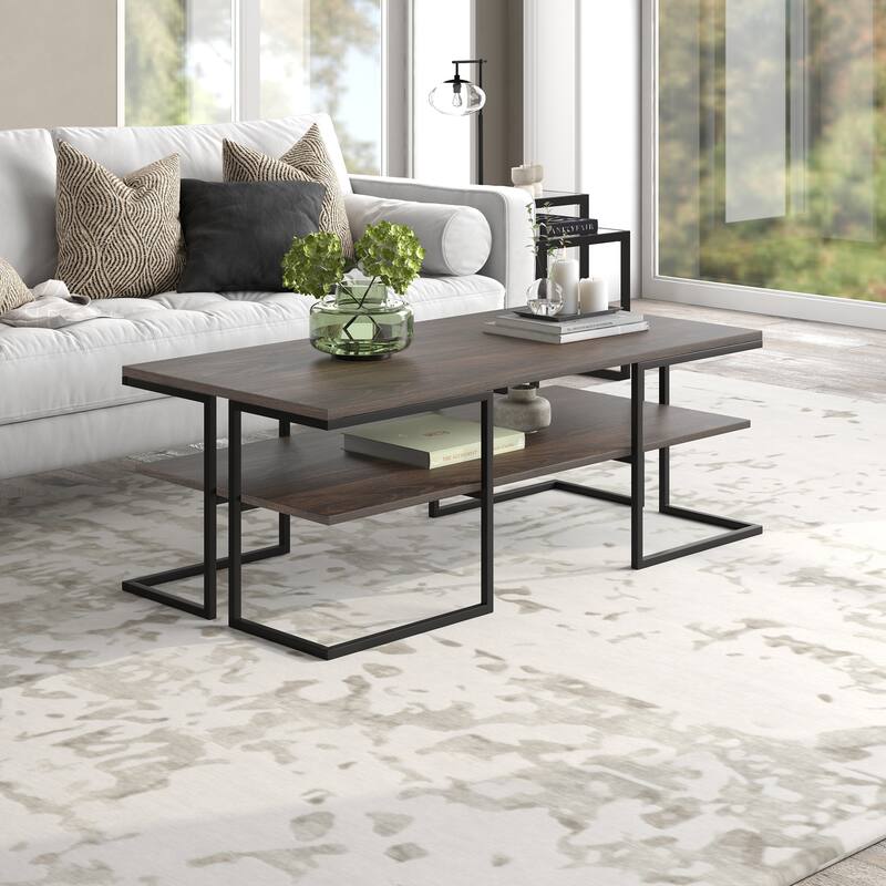 Pike 45" Wide Rectangular Coffee Table - Blackened Bronze