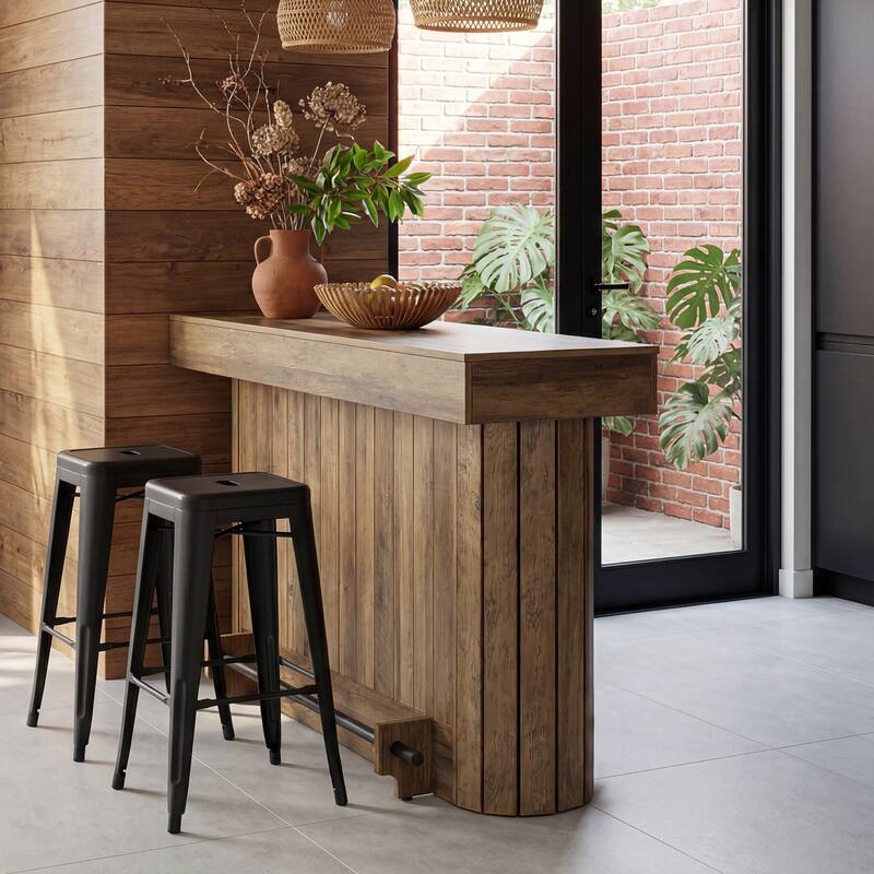 3-Tier Bar Table, 63-Inch Home Bar Unit, Pub Table with Storage Shelves for Living Room, Bistro, Dining Room