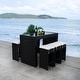 preview thumbnail 9 of 46, SAFAVIEH Horus 59-Inch Glass 7-Piece Outdoor Dining Set, Coastal