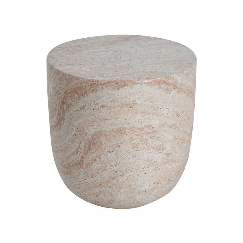 Roomfitters Outdoor Indoor Lightweight Side Table, Modern Accent End Table with Travertine Finish
