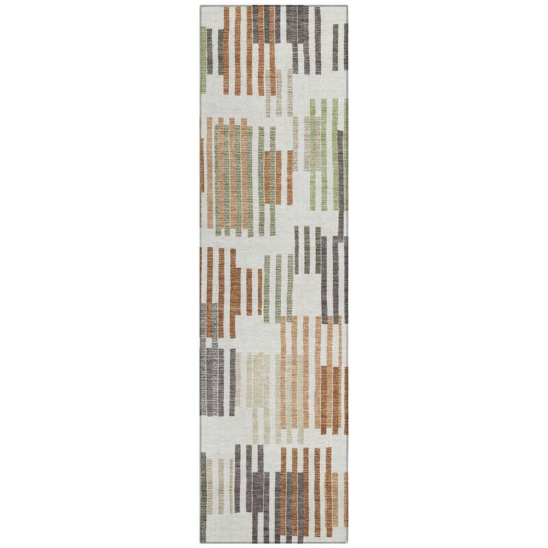 Machine Washable Indoor/ Outdoor Modern Pines Chantille Rug
