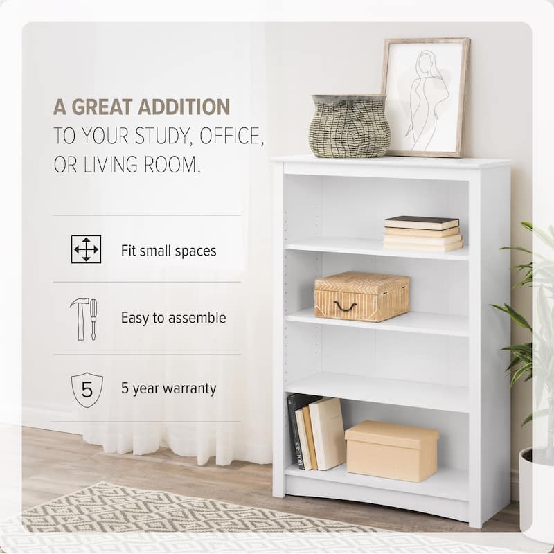 Prepac Home Office 4-Shelf Bookcase - 31.5" W x 48" H x 13" D