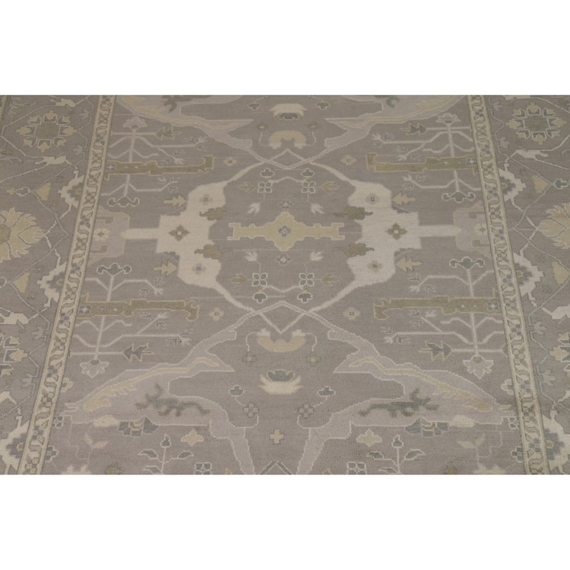 Transitional Gray Oushak Indian Area Rug Handmade Wool Carpet - 8'4" x 11'9"