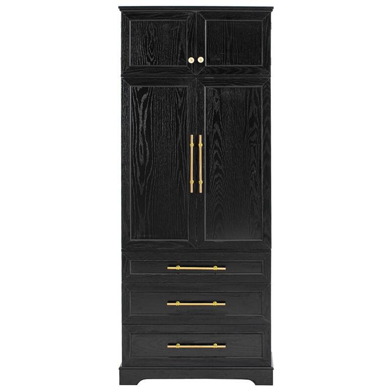 Farmhouse 78.2" Kitchen Pantry Cabinet with 4 Doors, 3 Adjustable Shelves and 3 Drawers