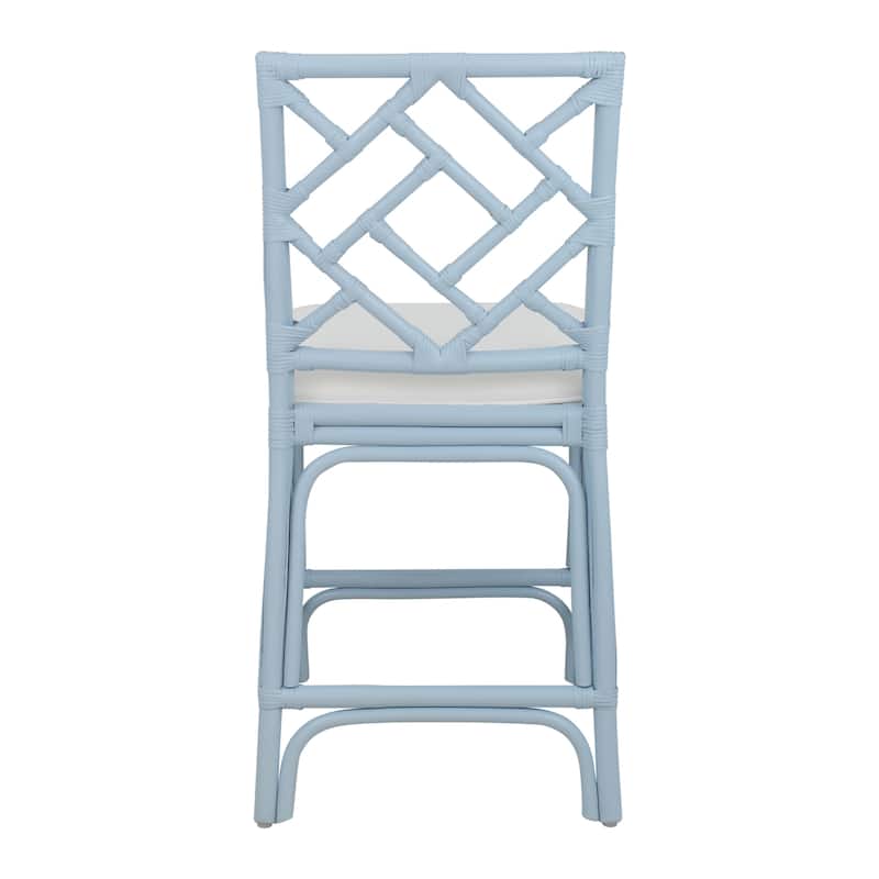 Natural Rattan Handmade Chippendale Single Cushioned Bar Stool by East at Main