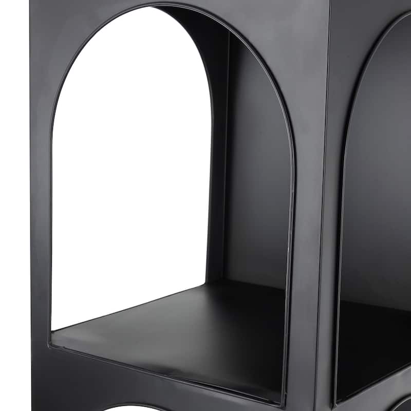 Metal 2 and 3 Shelf Shelving Unit with Arched Openings - Set of 2 Black - Roche River Decor - 13"W x 13"L x 47"H