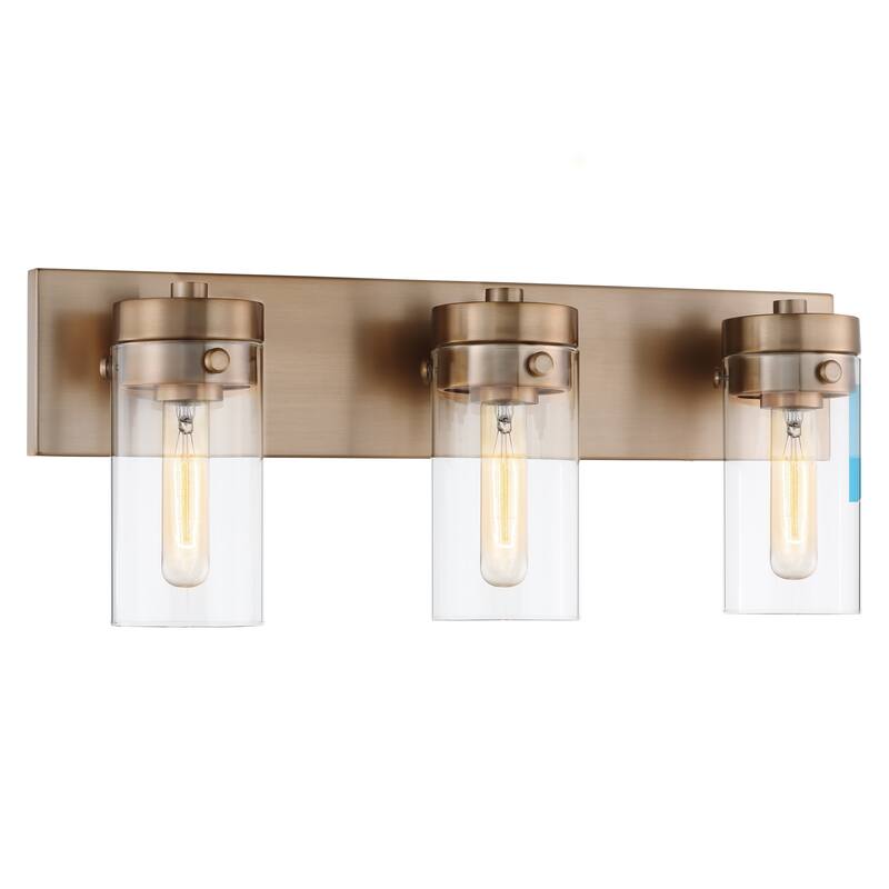 Intersection 3 Light Vanity Burnished Brass with Clear Glass