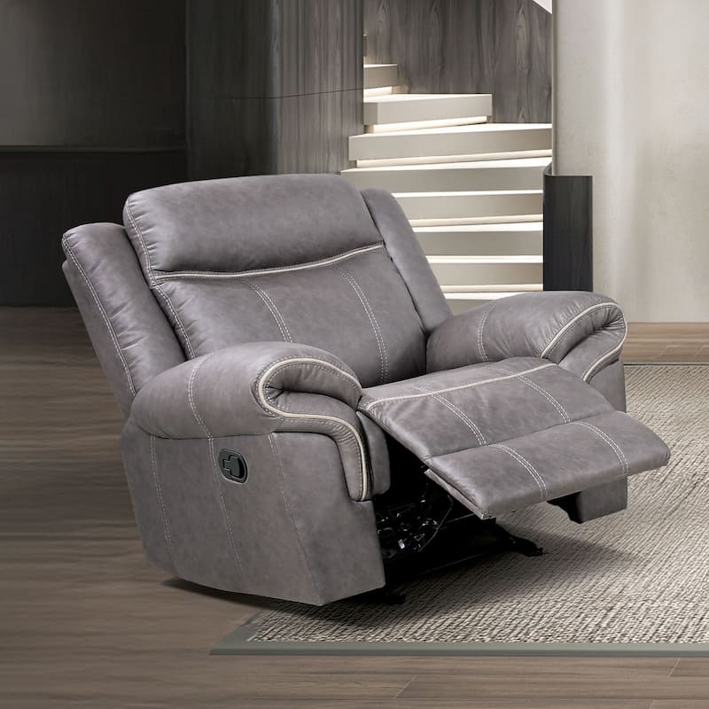 Verne Modern 3-Piece Brown Leather Manual Reclining Sofa Set with Cup Holders