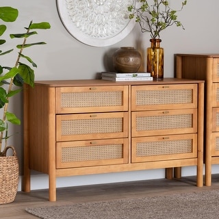 brown wicker dresser Palm Bay Rattan Six Drawer Dresser