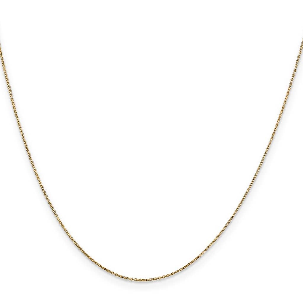Curata 10k Yellow Gold 0.6mm Diamond Cut Cable Chain Necklace for Women