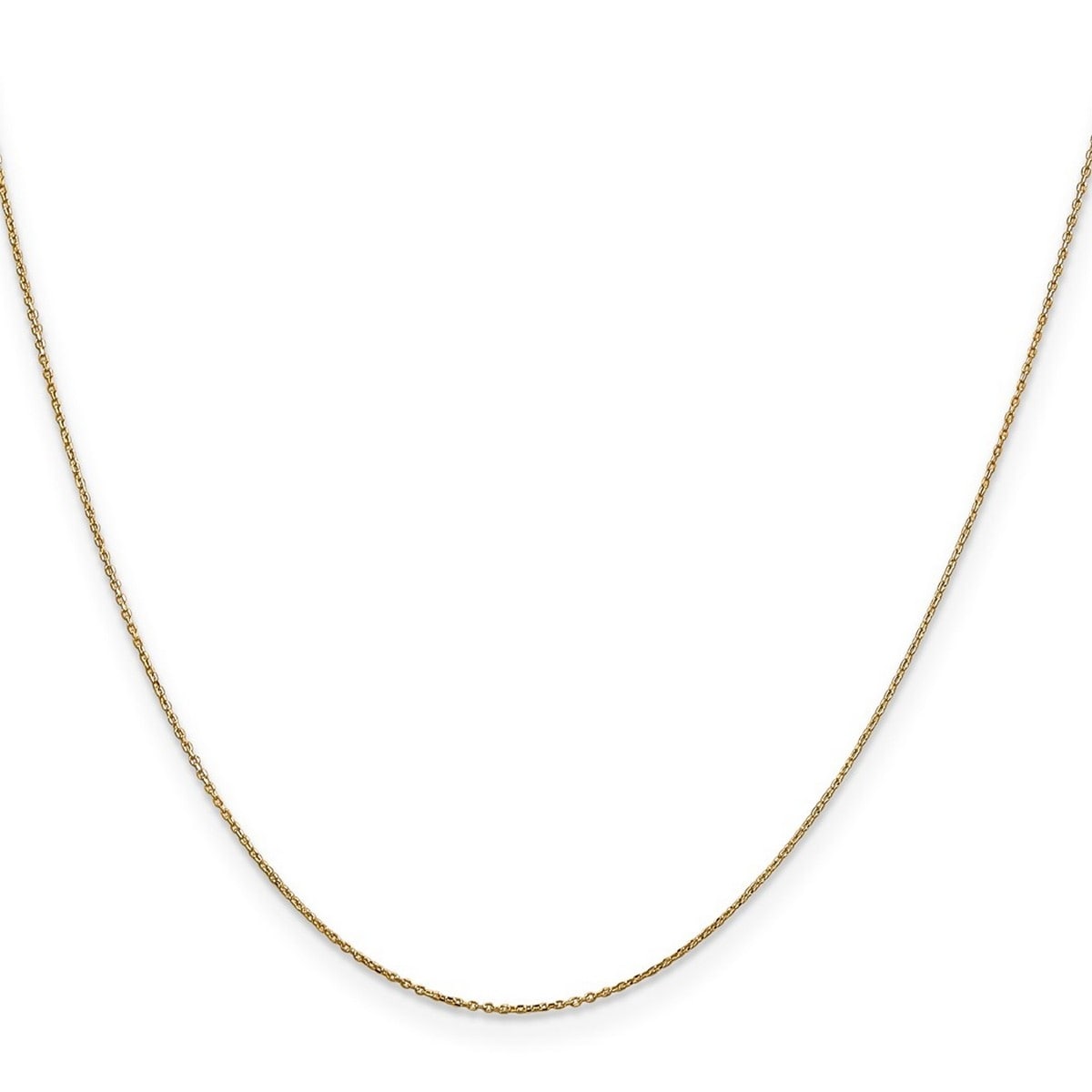 Curata 10k Yellow Gold 0.6mm Diamond Cut Cable Chain Necklace