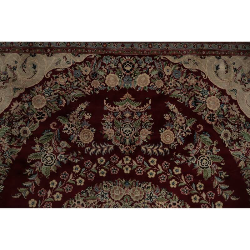 Hand Knotted Oriental 100% Wool Carpet Traditional Floral Red Aubusson Area Rug - 10' 3'' X 8' 0''