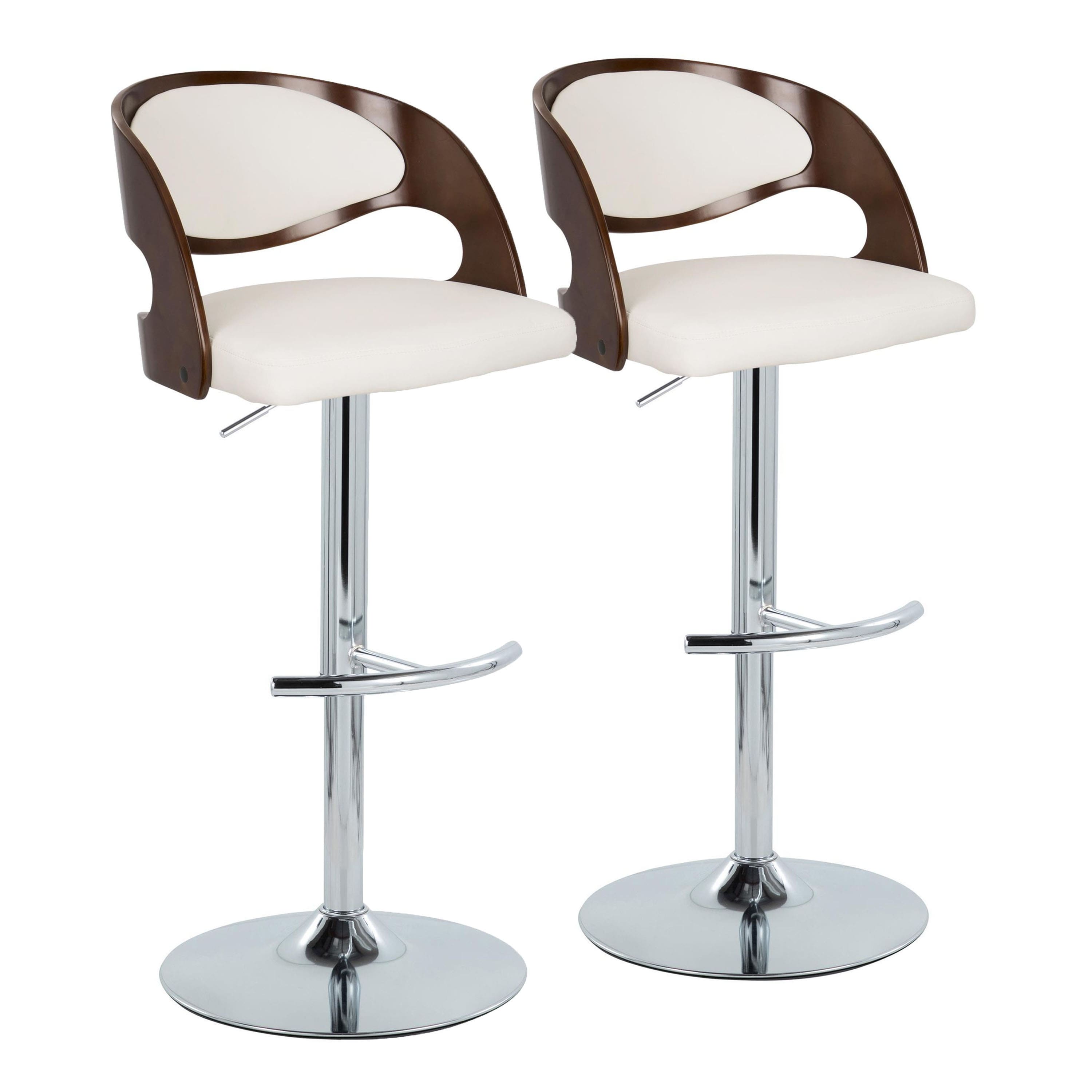 Option White Faux Leather/Mahogany Wood/Chrome Metal