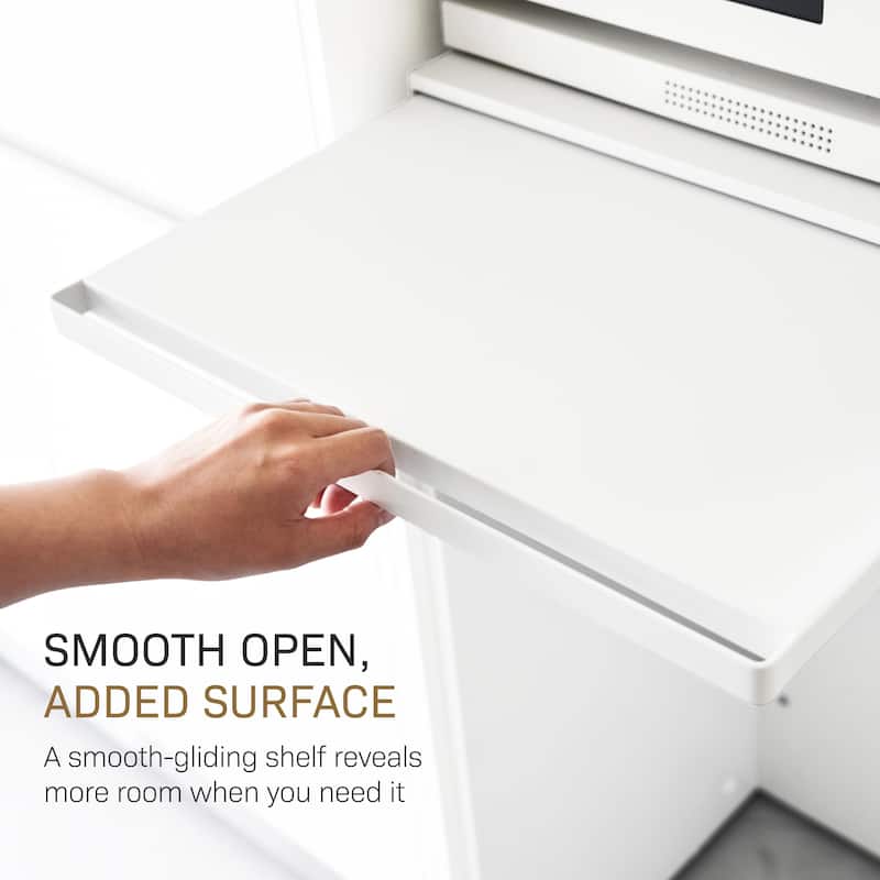 Yamazaki Home Countertop Drawer with Pull-Out Shelf, Steel, Holds 37 lbs - L 15.47 x W 17.72 x H 5.31 inches