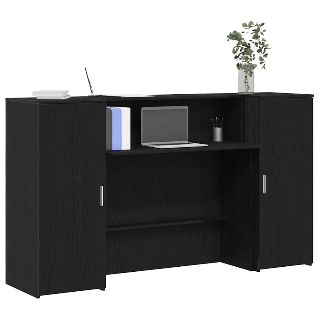 vidaXL Reception Desk Black Oak 70.9x19.7x40.7" Engineered Wood