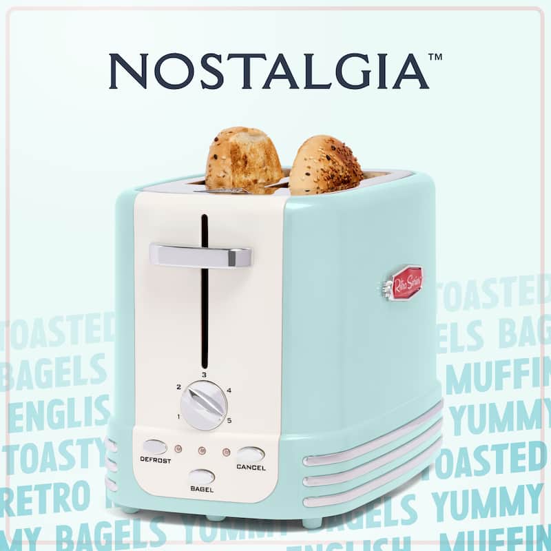 Nostalgia Retro 2-Slice Bagel Toaster, Aqua