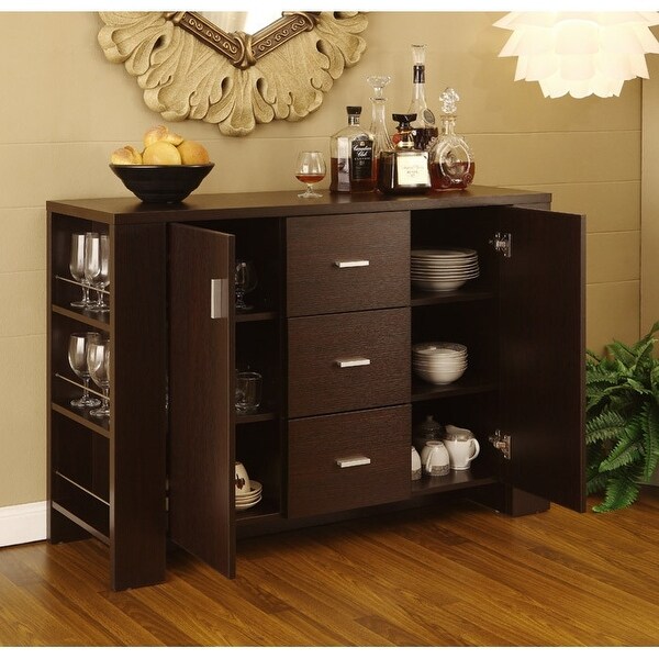 Modern Dining Buffet Sideboard Server in Cappuccino Finish 48 W x 11.5 D x 33 H Brown