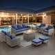 preview thumbnail 74 of 104, Gymojoy Outdoor Fire Pit Conversation Set, Patio Furniture with Cushions 8 PCS - Grey Wicker / Blue Cusion