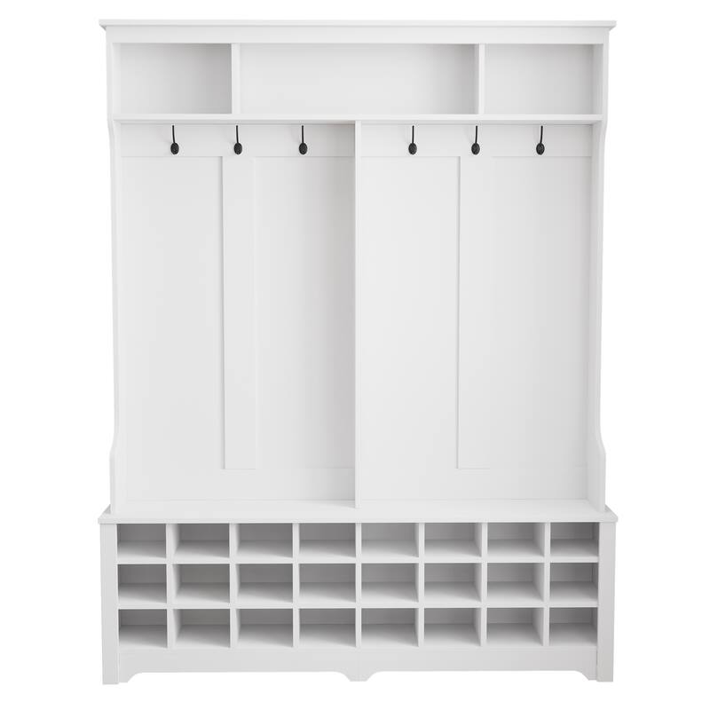 Entryway Bench 60" Wide Hall Tree with Ample Storage Space