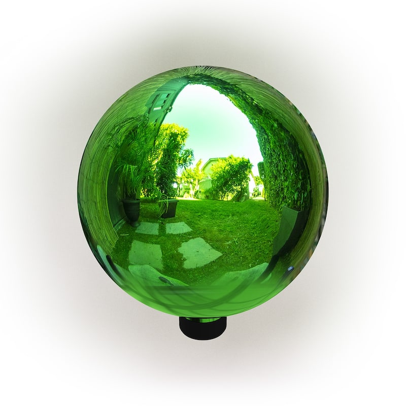 Alpine Corporation 10" Diameter Indoor/Outdoor Glass Gazing Globe Festive Yard Decor, Green