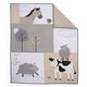 preview thumbnail 3 of 8, Lambs & Ivy Baby Farm Animals 5-Piece White/Taupe Baby Crib Bedding Set