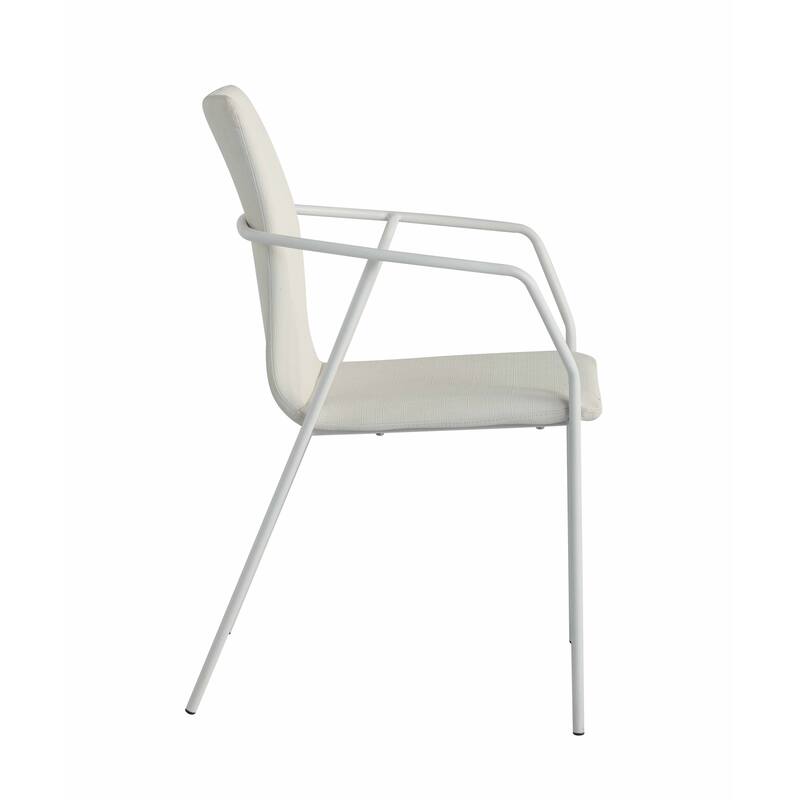 Somette Contemporary White Upholstered Arm Chair, Set of 2