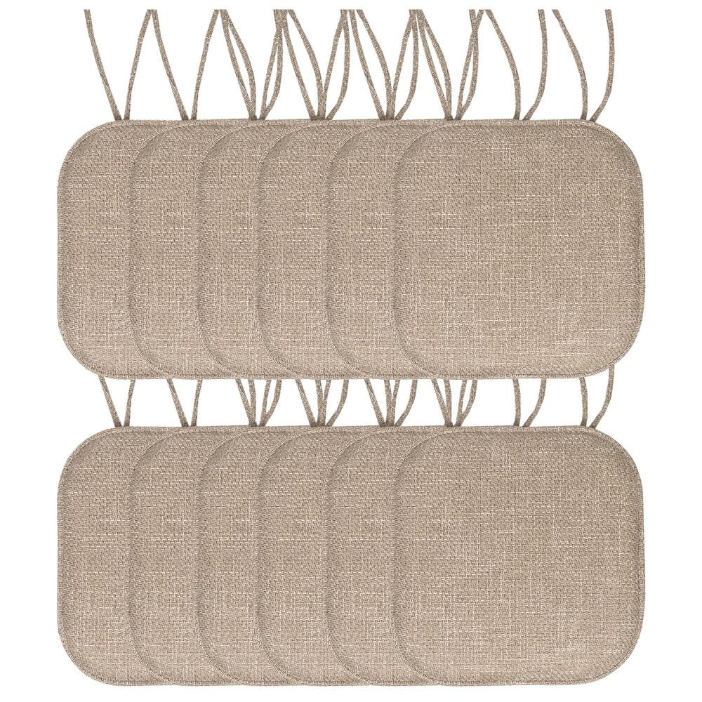 Sweet Home Collection Herringbone Stitch Memory Foam Non Slip Chair Cushion Pad with Ties 16" x 16"