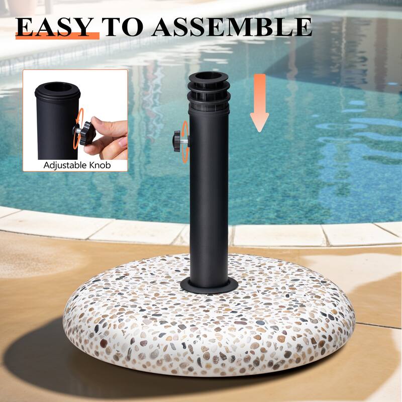 Pellebant Outdoor Patio Market Umbrella Stand with Concrete-Cobble Finish