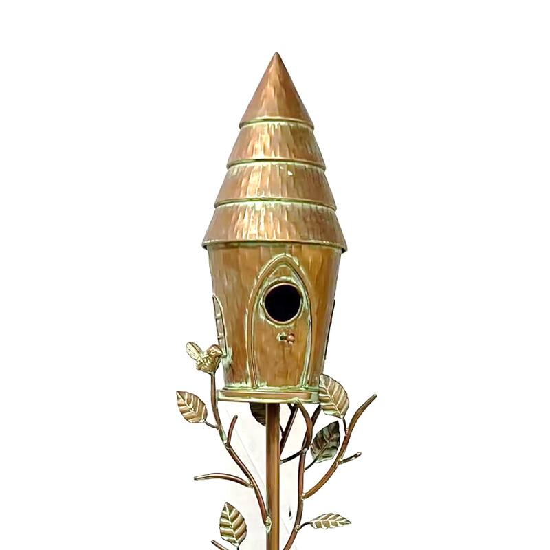 70.5" Tall Multi-Tiered Conical Roof Birdhouse Stake "Budapest" - 6.5" L x 6" W x 70.5" H